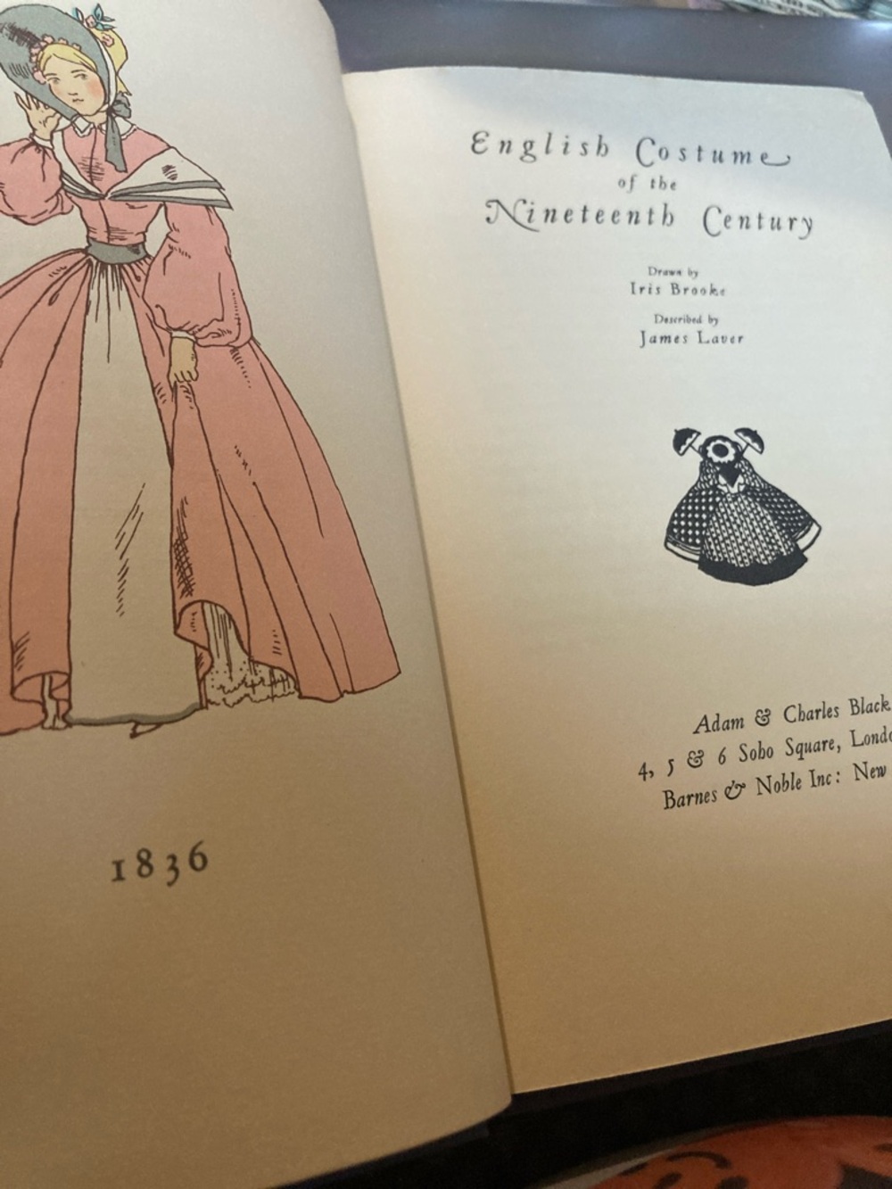 Vintage English costume of the 19th century hardcover book no dust jacket 1958